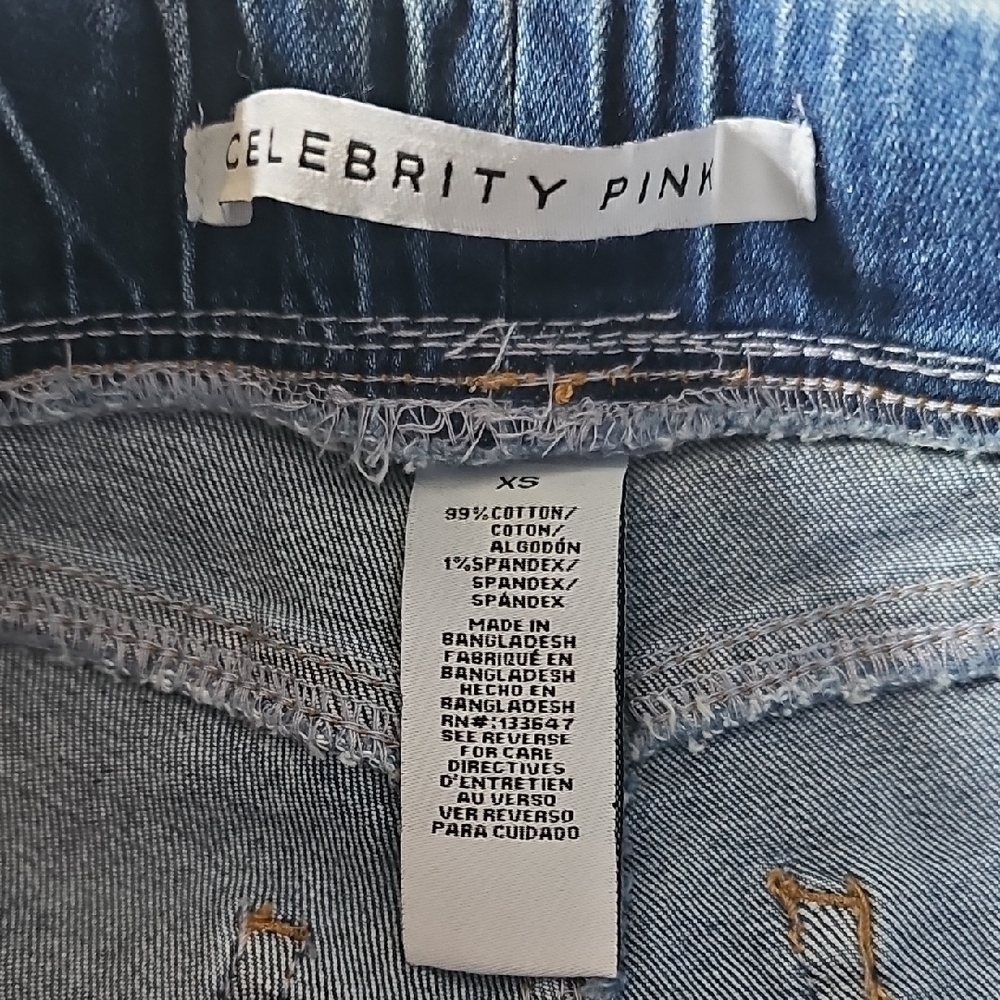 Celebrity Pink Blue Distressed Jogger Jeans with Elastic Waistband - Picture 2 of 7